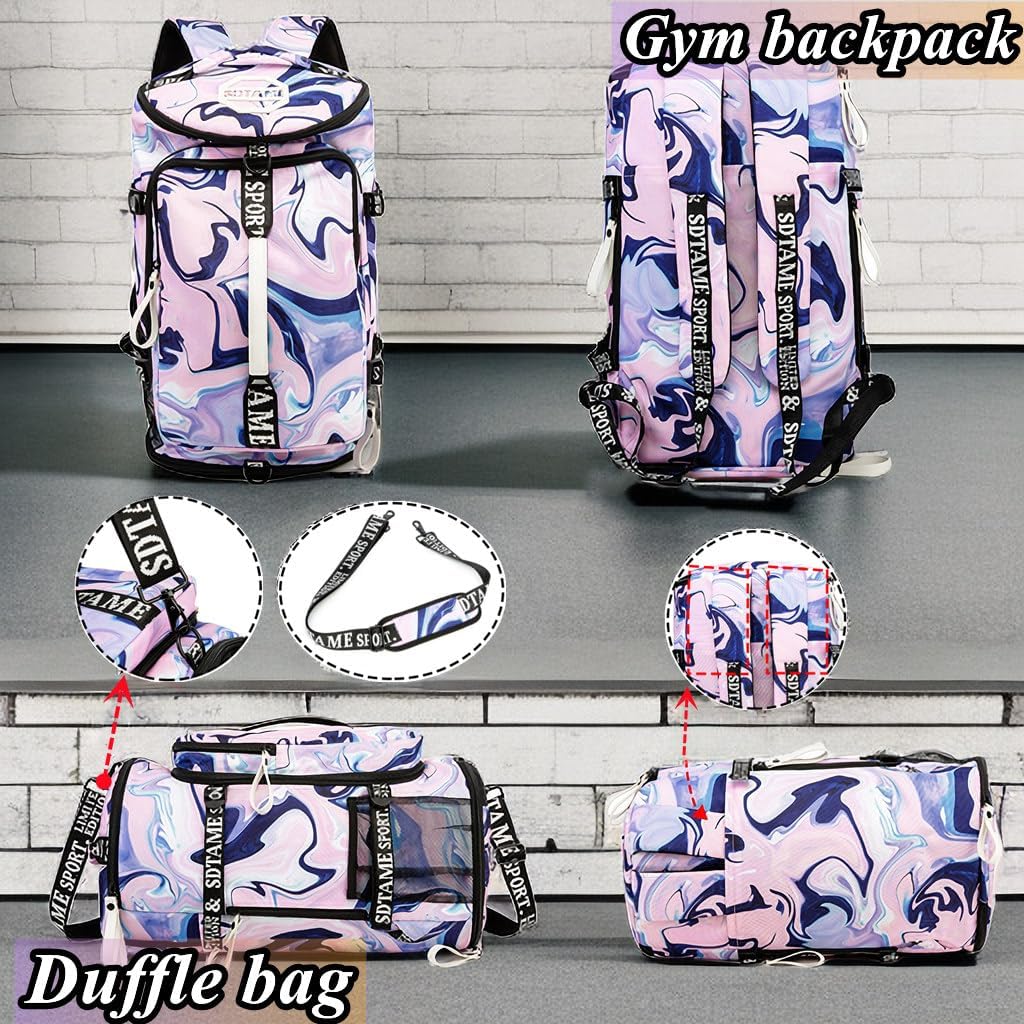 SDTAME Gym Duffel Backpack with Shoe Pocket & Laptop Sleeve