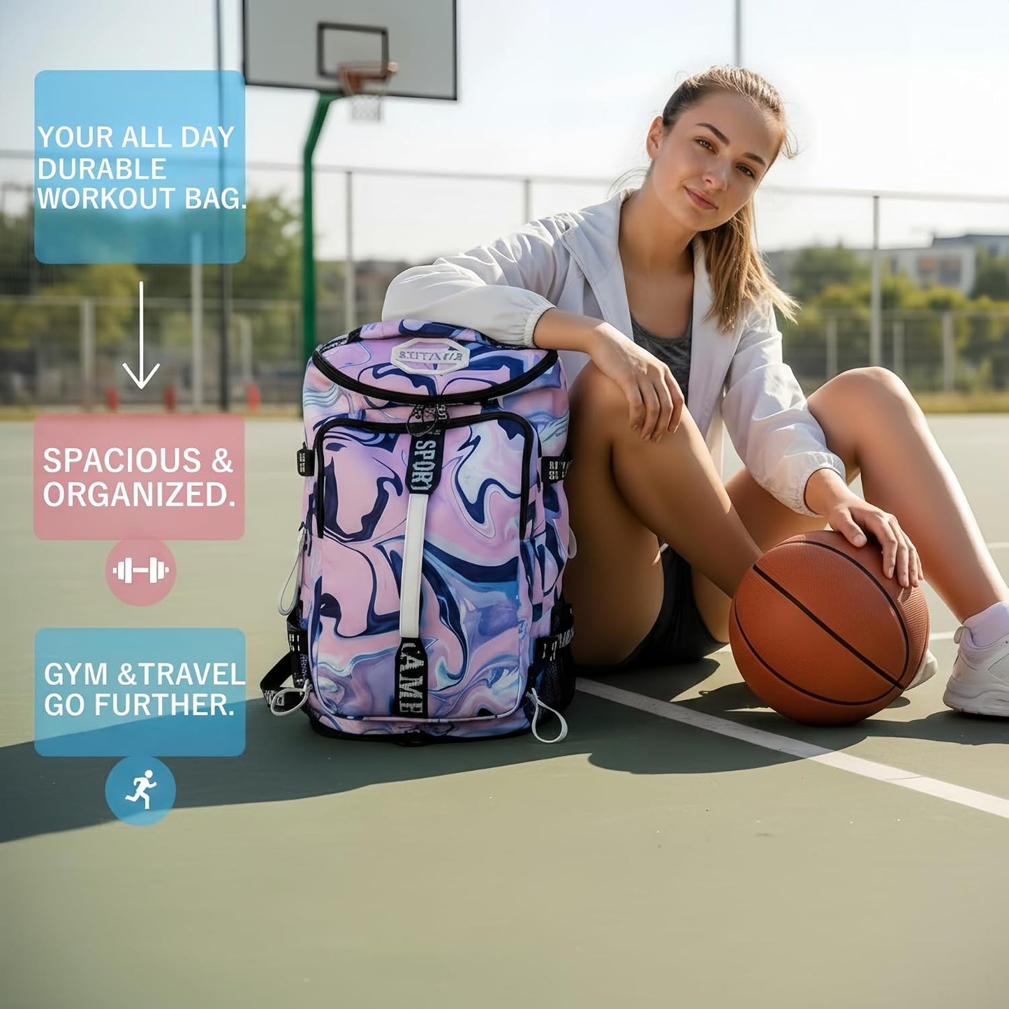 SDTAME Gym Duffel Backpack with Shoe Pocket & Laptop Sleeve