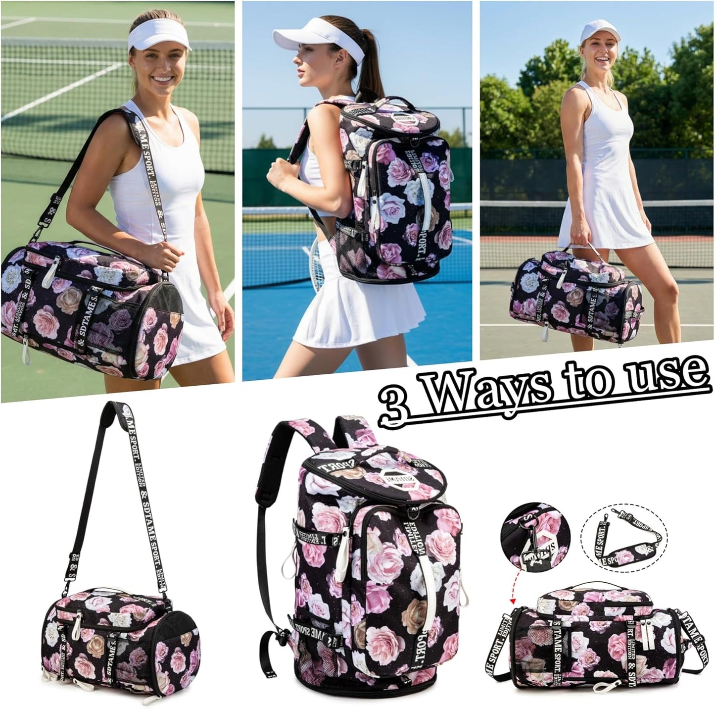 SDTAME Gym Duffel Backpack with Shoe Pocket & Laptop Sleeve