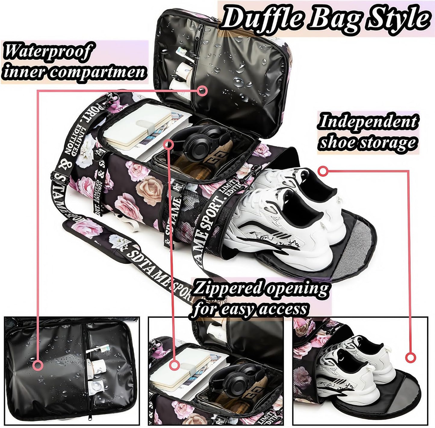 SDTAME Gym Duffel Backpack with Shoe Pocket & Laptop Sleeve