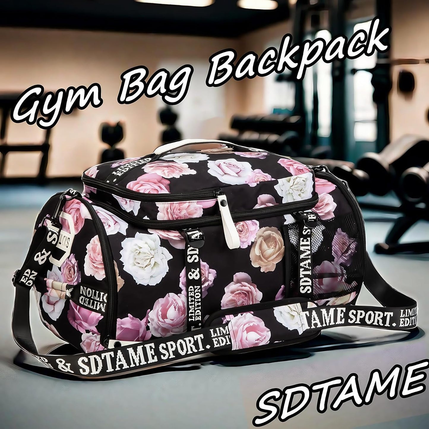 SDTAME Gym Duffel Backpack with Shoe Pocket & Laptop Sleeve