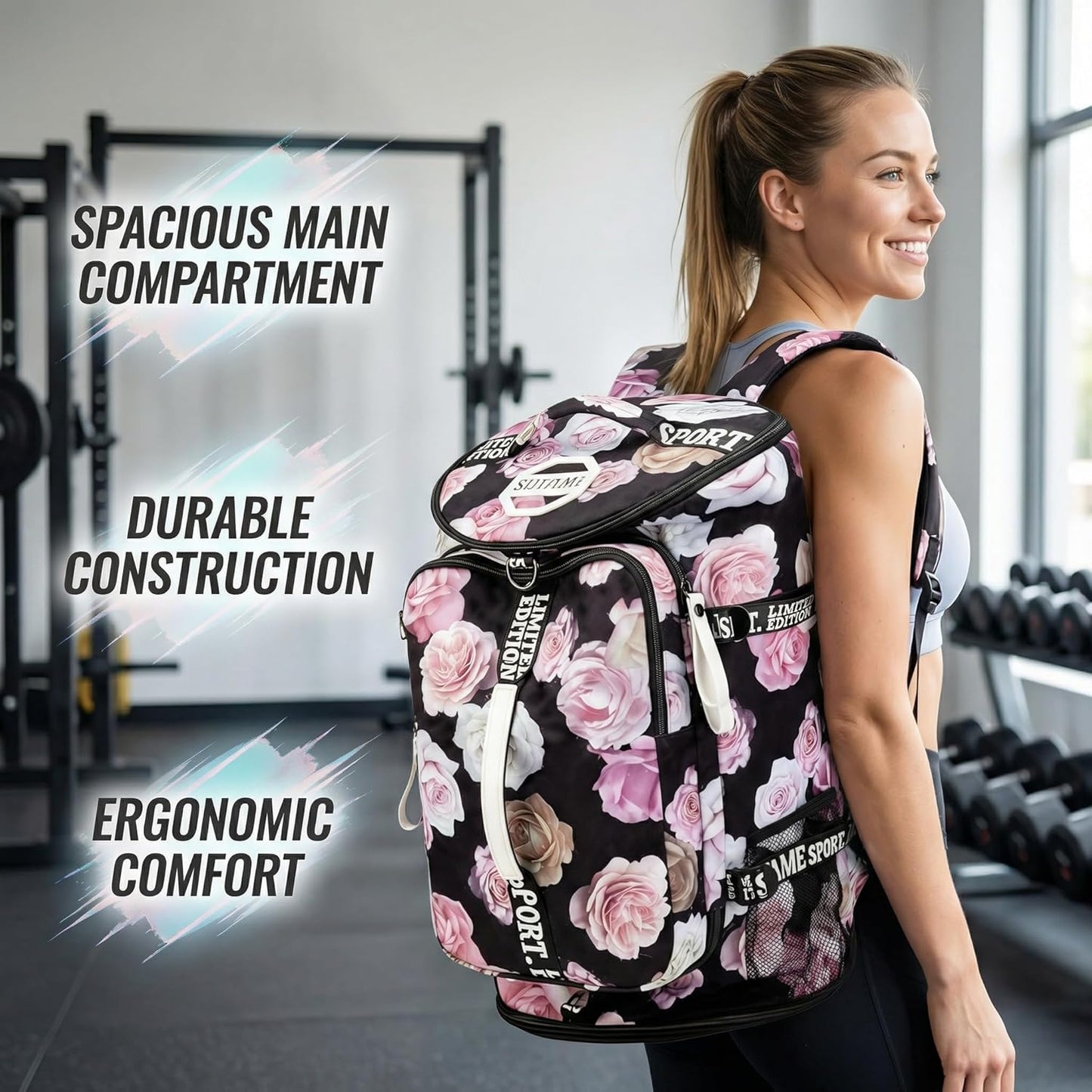 SDTAME Gym Duffel Backpack with Shoe Pocket & Laptop Sleeve