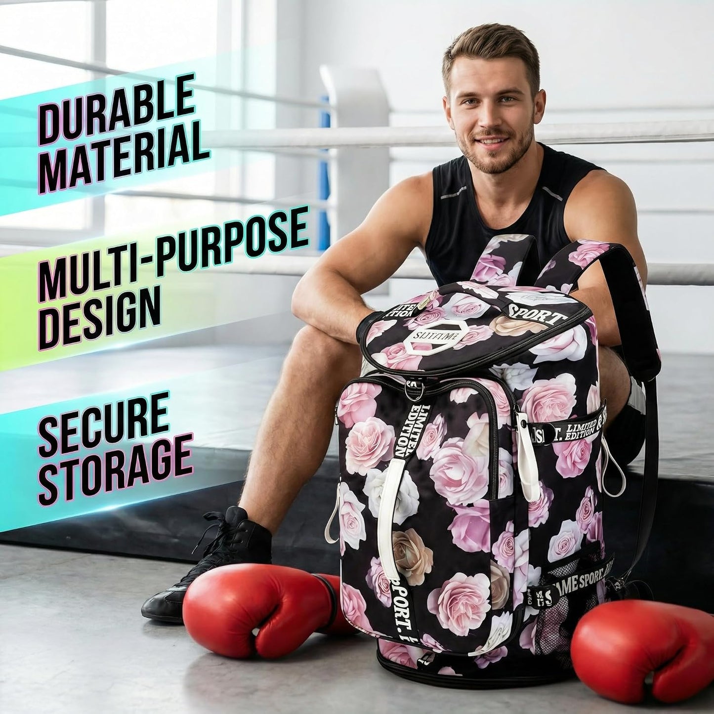 SDTAME Gym Duffel Backpack with Shoe Pocket & Laptop Sleeve