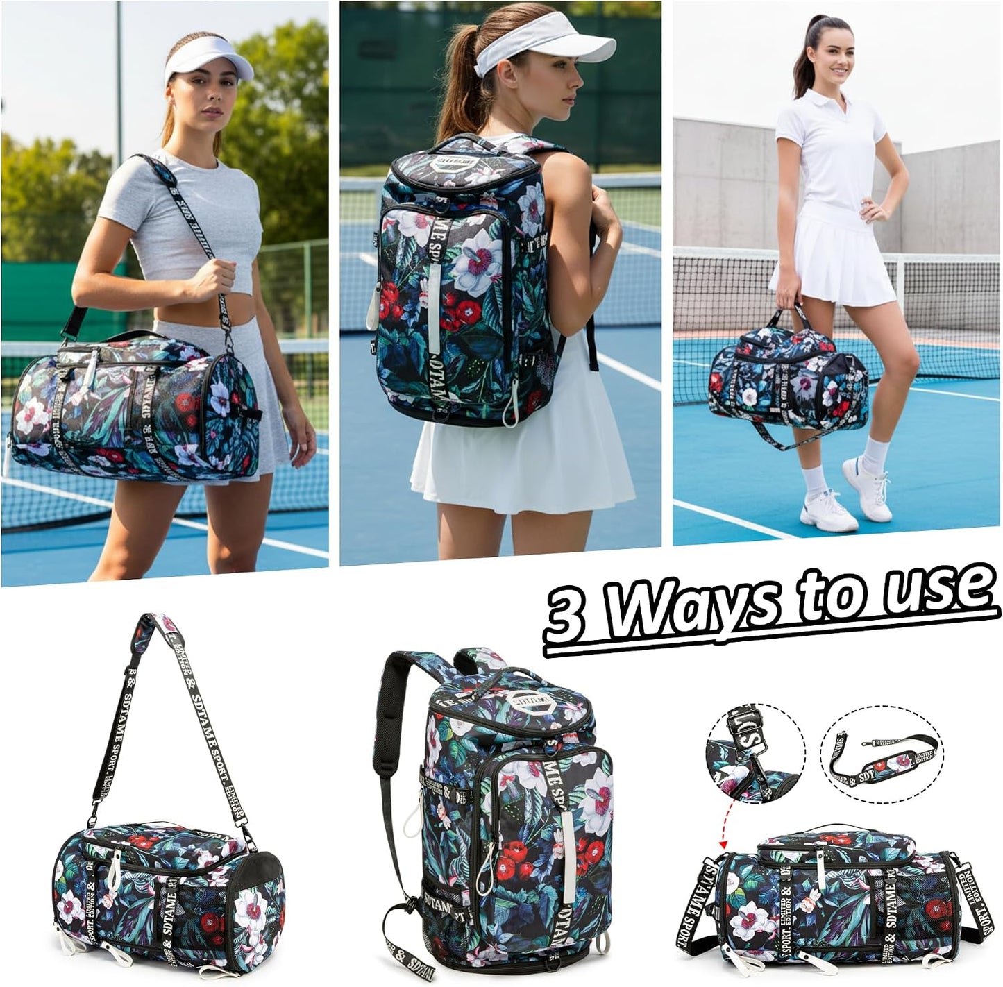 SDTAME Gym Duffel Backpack with Shoe Pocket & Laptop Sleeve