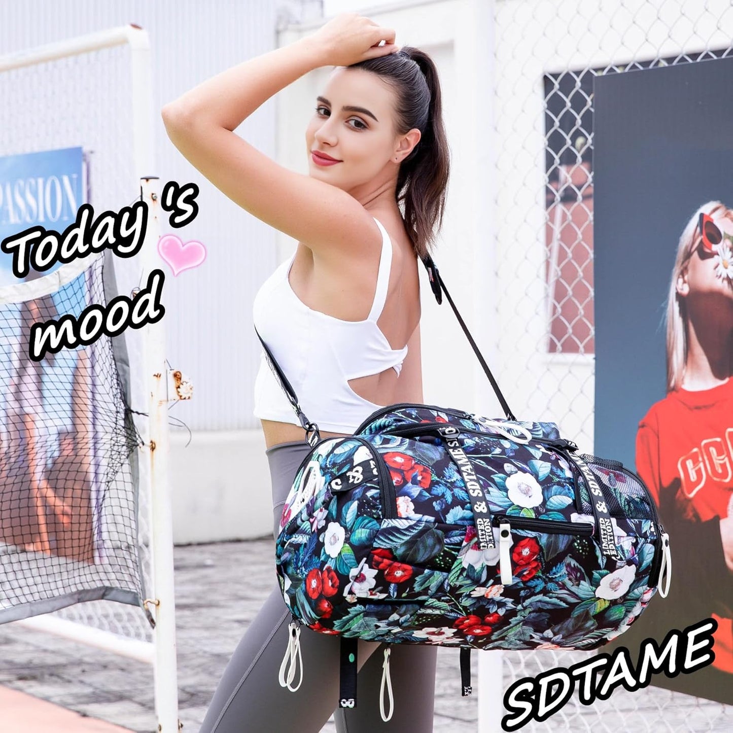 SDTAME Gym Duffel Backpack with Shoe Pocket & Laptop Sleeve