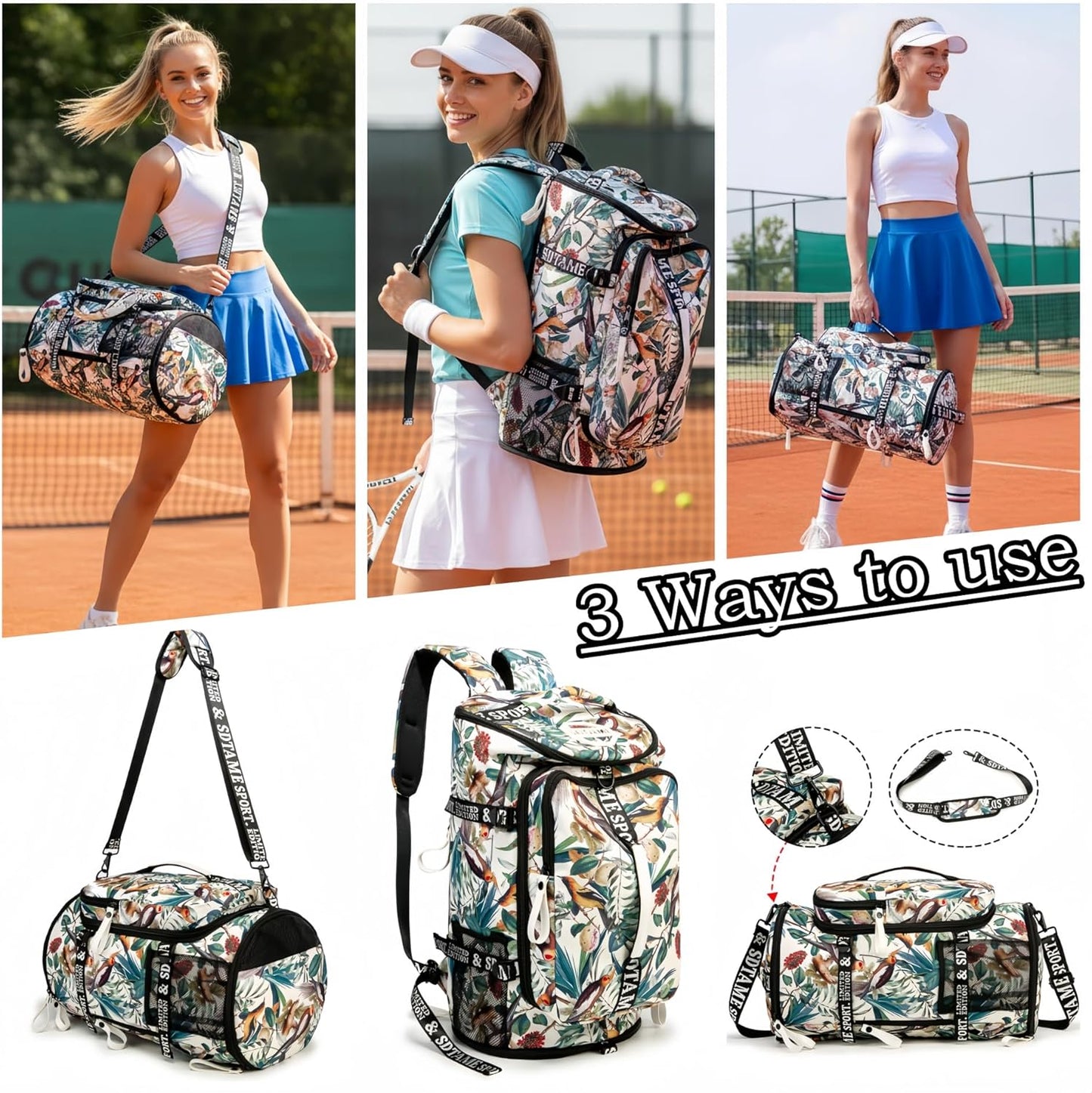 SDTAME Gym Duffel Backpack with Shoe Pocket & Laptop Sleeve