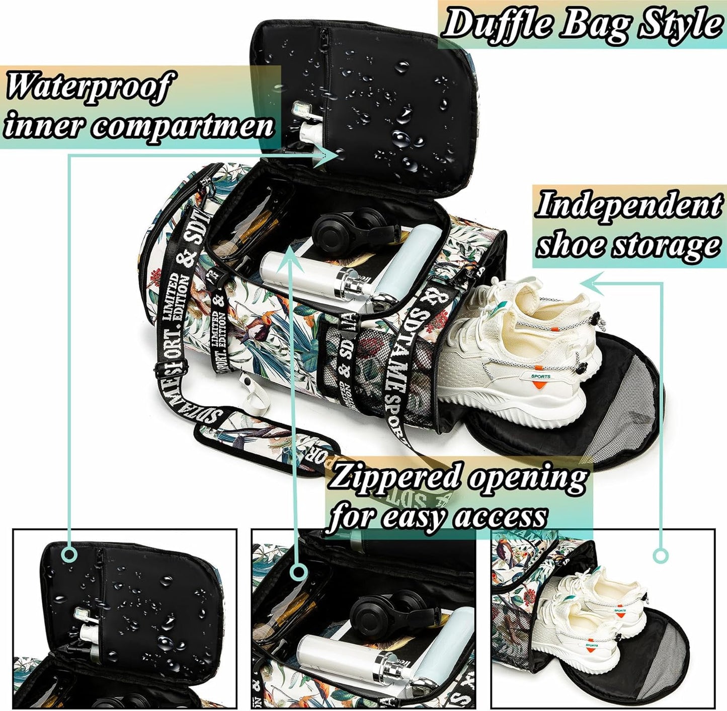 SDTAME Gym Duffel Backpack with Shoe Pocket & Laptop Sleeve