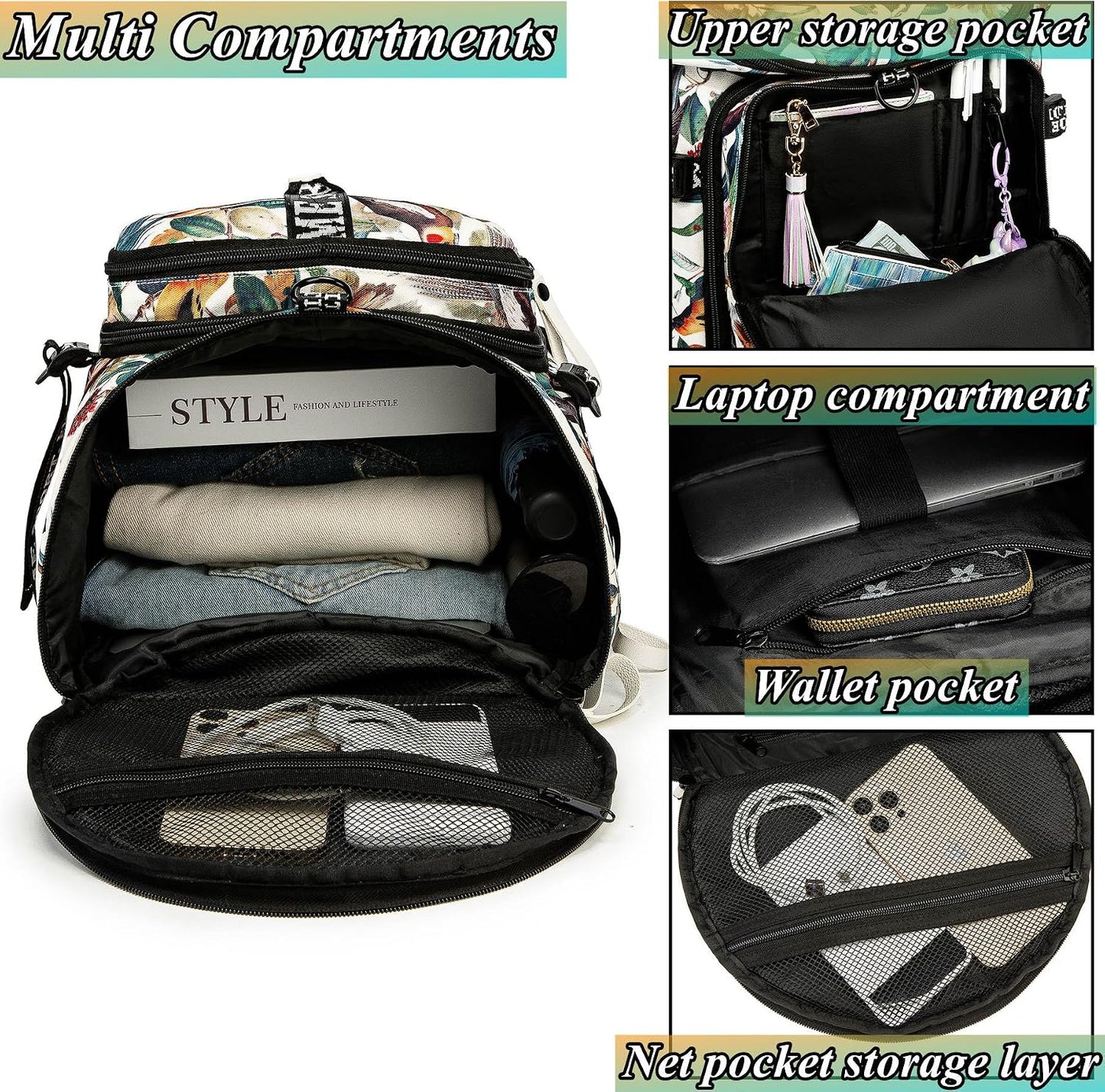 SDTAME Gym Duffel Backpack with Shoe Pocket & Laptop Sleeve