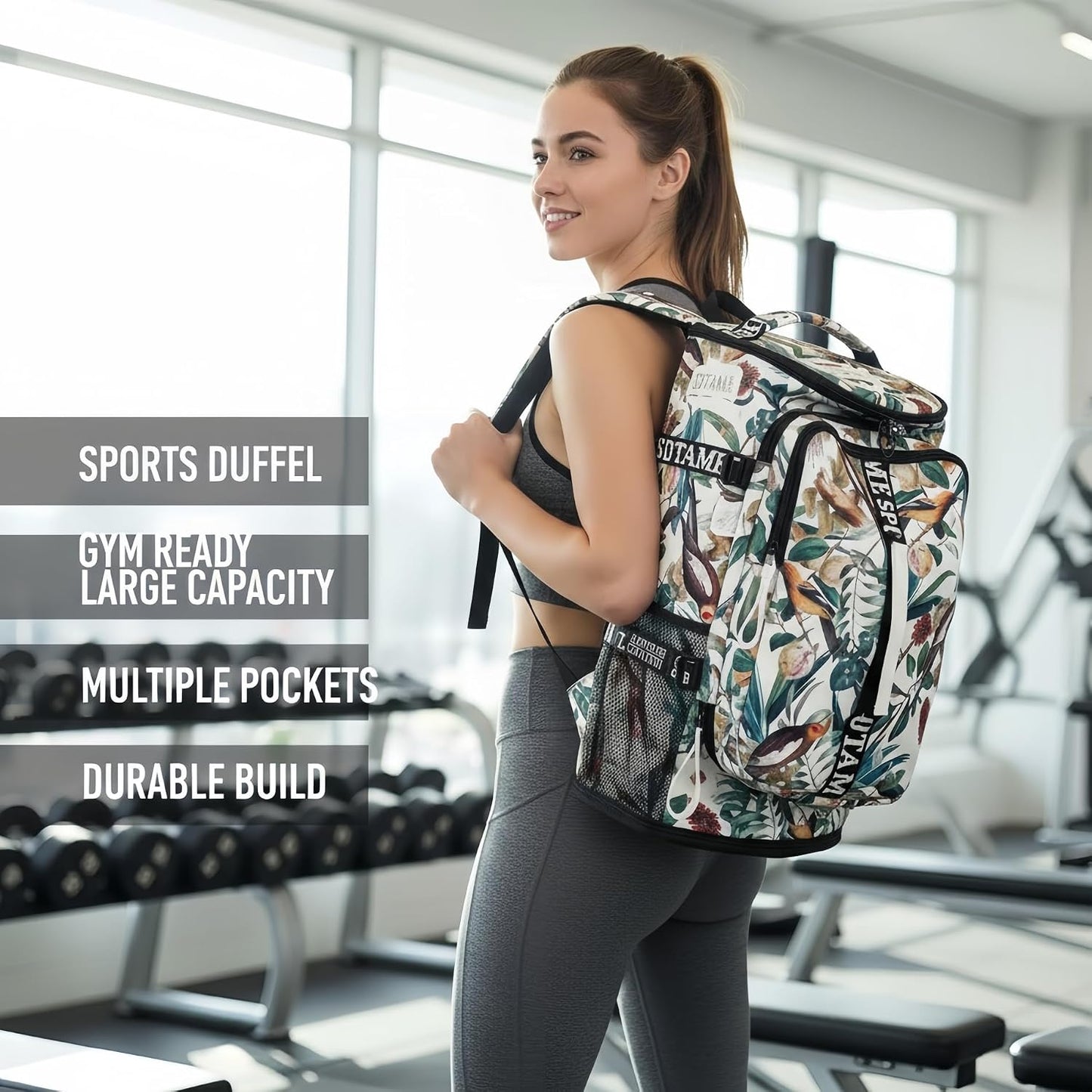 SDTAME Gym Duffel Backpack with Shoe Pocket & Laptop Sleeve