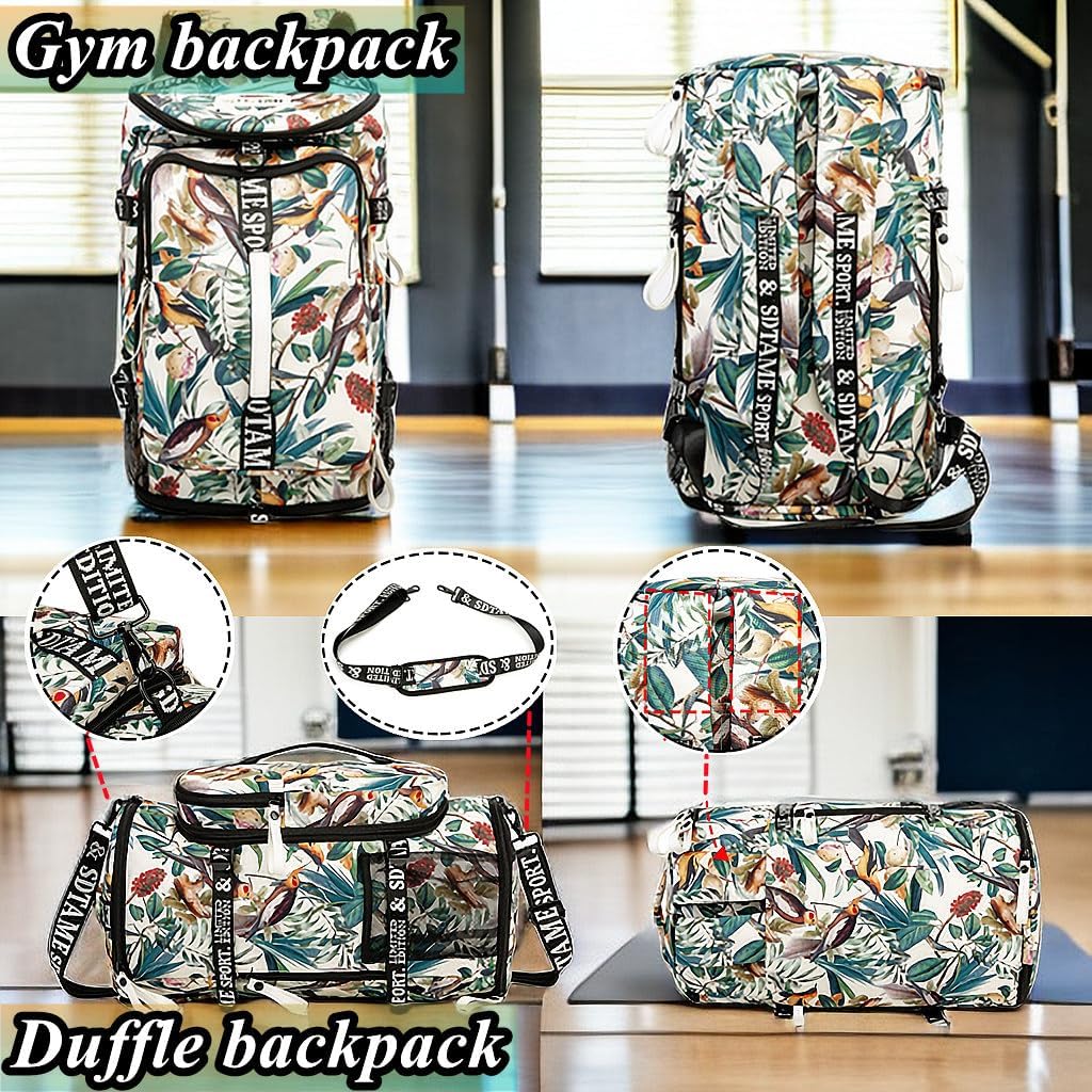SDTAME Gym Duffel Backpack with Shoe Pocket & Laptop Sleeve