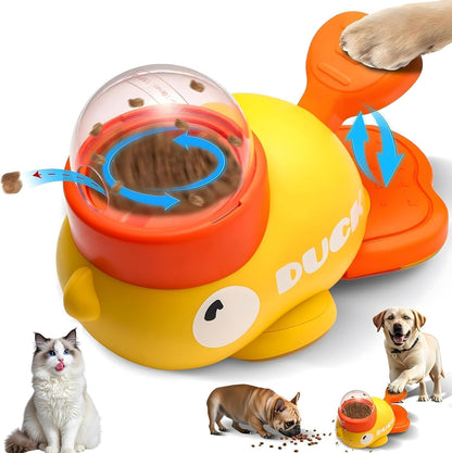 Cat Puzzle Treat Dispenser,Interactive Dog Puzzle Treat Feeder,Duck-Shaped Puzzle Toy Prevents Bloating,Food Puzzle Slow Feeder Adjustable Food Outlet for Small Cats,Dogs,Other Pets (Yellow)
