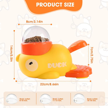 Cat Puzzle Treat Dispenser,Interactive Dog Puzzle Treat Feeder,Duck-Shaped Puzzle Toy Prevents Bloating,Food Puzzle Slow Feeder Adjustable Food Outlet for Small Cats,Dogs,Other Pets (Yellow)
