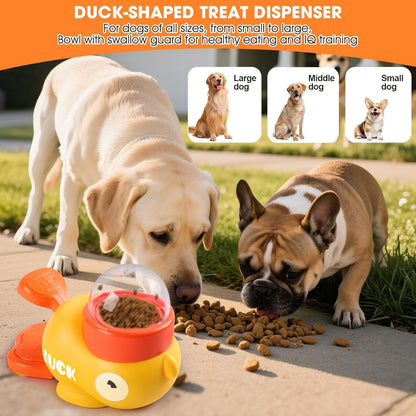 Cat Puzzle Treat Dispenser,Interactive Dog Puzzle Treat Feeder,Duck-Shaped Puzzle Toy Prevents Bloating,Food Puzzle Slow Feeder Adjustable Food Outlet for Small Cats,Dogs,Other Pets (Yellow)