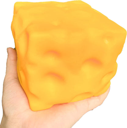 Yellow Jumbo 3.94in Cheese Squishy Fidget Toys, Soft Squeeze Cheese Block, Soft Novelty Toy, Sensory Stress Relief Fidget Toy for Adults & Kids