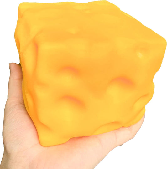 Yellow Jumbo 3.94in Cheese Squishy Fidget Toys, Soft Squeeze Cheese Block, Soft Novelty Toy, Sensory Stress Relief Fidget Toy for Adults & Kids
