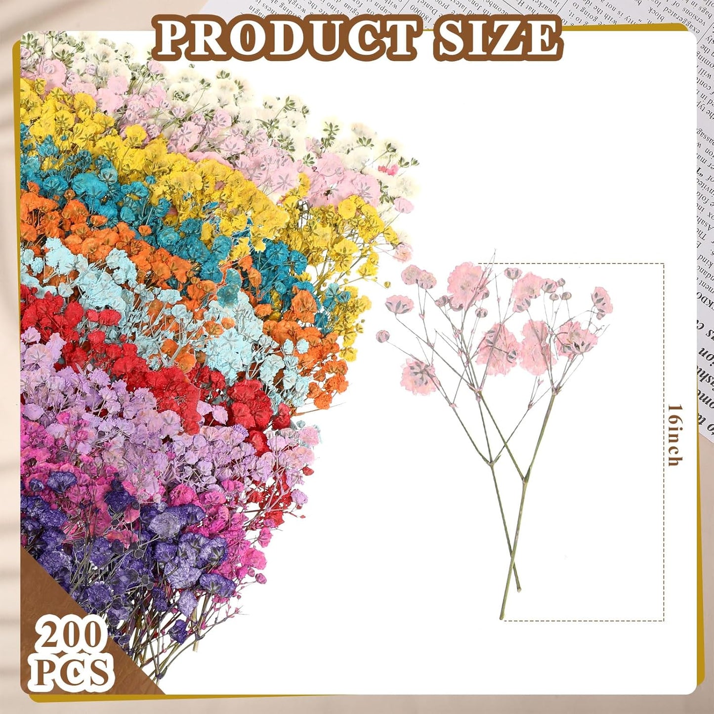 200 Pcs Mini Dried Baby's Breath Flowers Real Natural Resin Pressed Bulk Baby's Breath Flowers Gypsophila Bouquet for Wedding, Card Making, Resin Art, DIY, Bulk, 10 Color