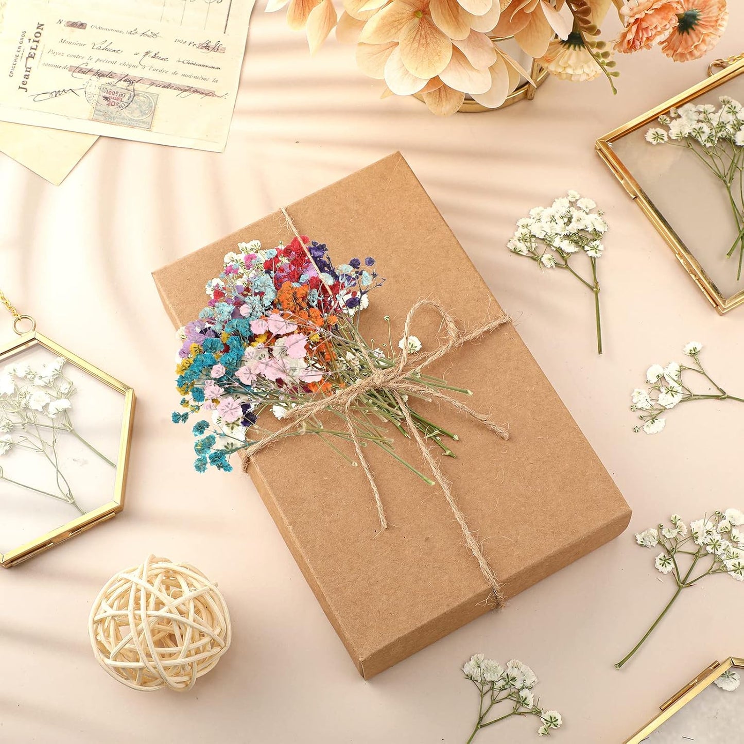 200 Pcs Mini Dried Baby's Breath Flowers Real Natural Resin Pressed Bulk Baby's Breath Flowers Gypsophila Bouquet for Wedding, Card Making, Resin Art, DIY, Bulk, 10 Color
