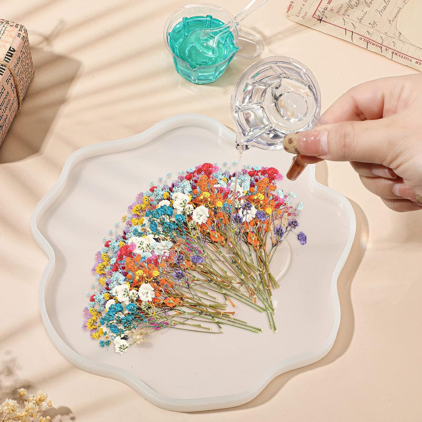 200 Pcs Mini Dried Baby's Breath Flowers Real Natural Resin Pressed Bulk Baby's Breath Flowers Gypsophila Bouquet for Wedding, Card Making, Resin Art, DIY, Bulk, 10 Color