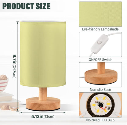 Bright Yellow Table Lamp for Bedroom Nightstand Small Lamp Bedside Lamps with LED Warm Light for Living Room Office Desk Decor