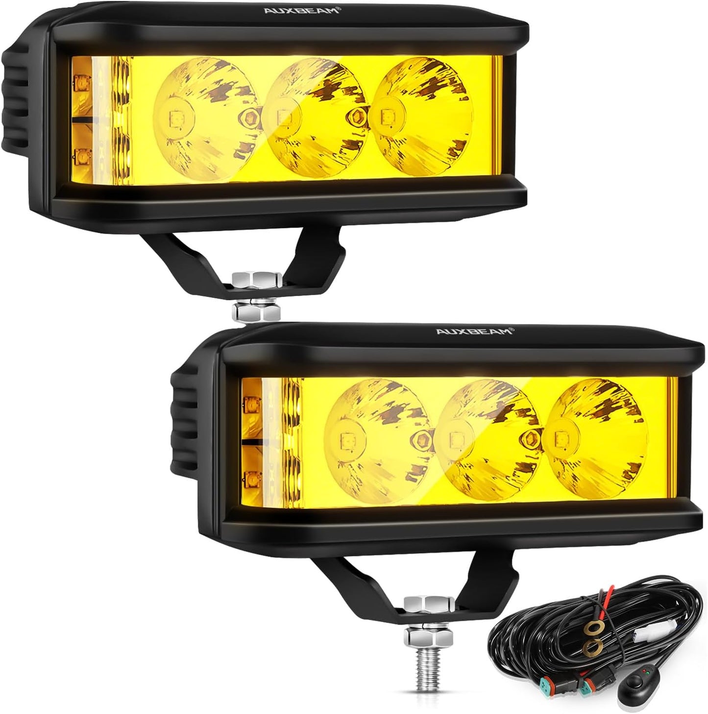 5inch 68W Amber Fog Light Side Shooter LED Bar with Golden Yellow Spot Flood Combo Beam, Waterproof Offroad Fog Light for UTV ATV Jeep Wrangler Motor Truck Boat