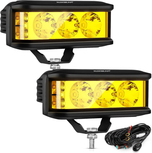 5inch 68W Amber Fog Light Side Shooter LED Bar with Golden Yellow Spot Flood Combo Beam, Waterproof Offroad Fog Light for UTV ATV Jeep Wrangler Motor Truck Boat