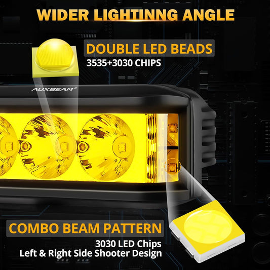 5inch 68W Amber Fog Light Side Shooter LED Bar with Golden Yellow Spot Flood Combo Beam, Waterproof Offroad Fog Light for UTV ATV Jeep Wrangler Motor Truck Boat