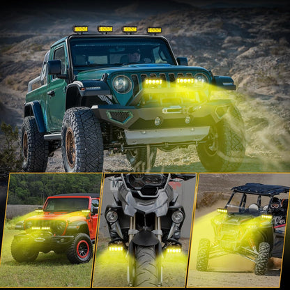 5inch 68W Amber Fog Light Side Shooter LED Bar with Golden Yellow Spot Flood Combo Beam, Waterproof Offroad Fog Light for UTV ATV Jeep Wrangler Motor Truck Boat