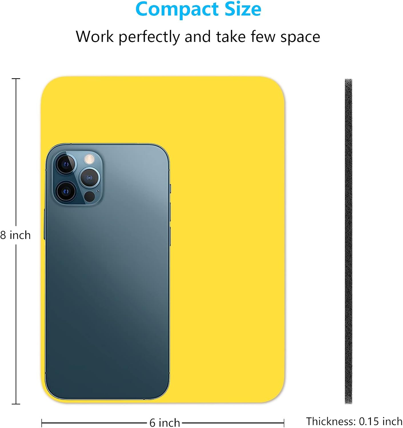 Small Mouse Pad, 6 x 8 Inch Thick Rubber Premium-Textured Non-Slip Portable & Washable Mini Mouse Mat for Women Men Wireless Laptops Keyboard Tray Gaming Work Computer Office Travel, Yellow