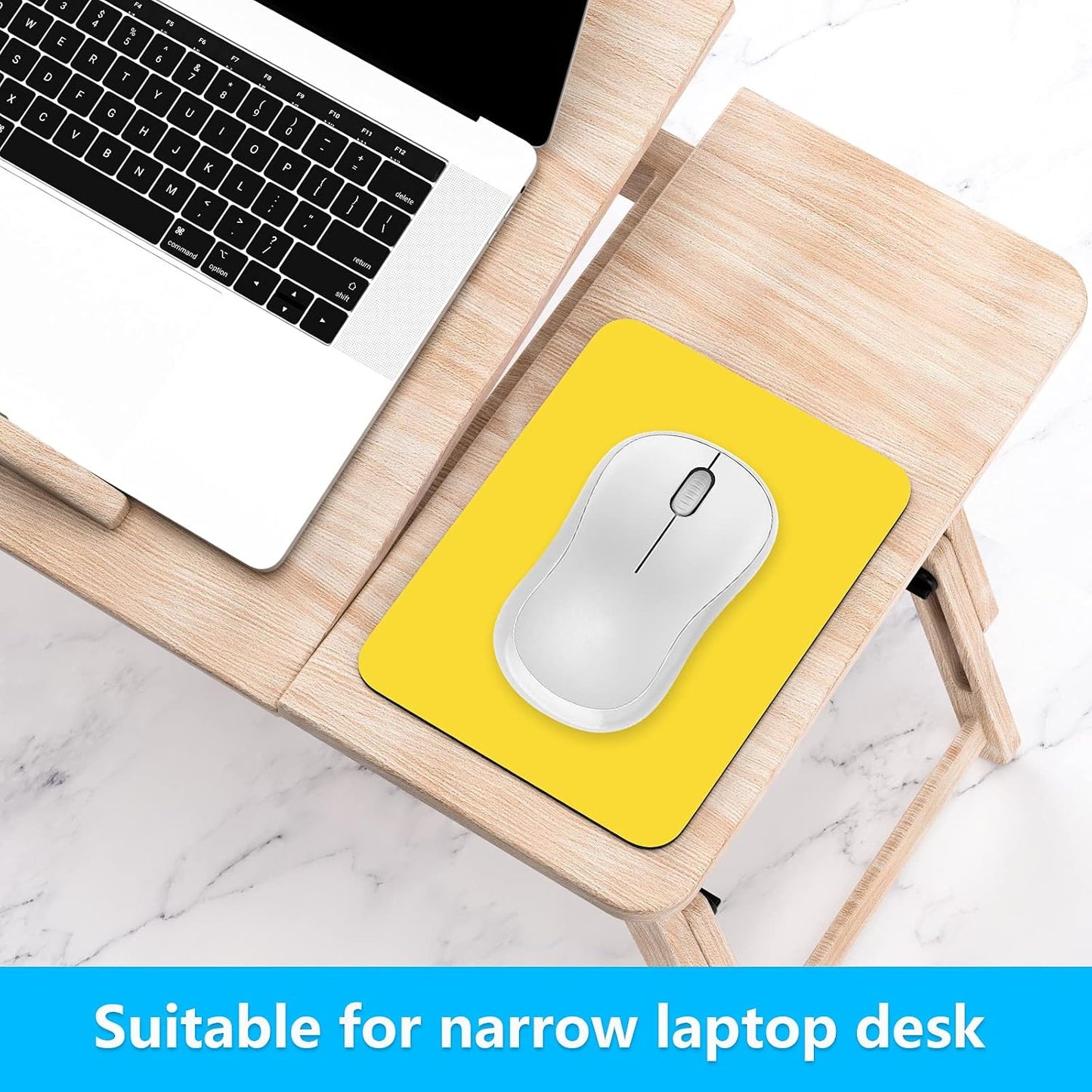 Small Mouse Pad, 6 x 8 Inch Thick Rubber Premium-Textured Non-Slip Portable & Washable Mini Mouse Mat for Women Men Wireless Laptops Keyboard Tray Gaming Work Computer Office Travel, Yellow