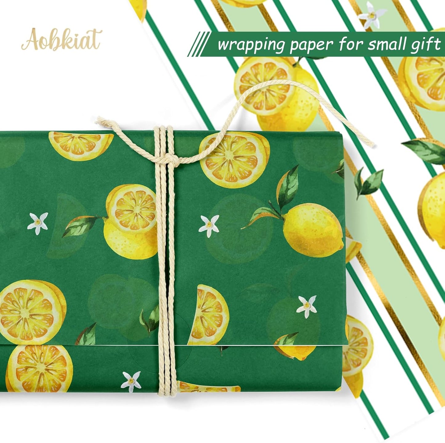 24 Sheet Lemon Tissue Paper for Gift Bag,Yellow Green Lemon Pattern | Wrapping Tissue for Spring Summer Birthday Baby Shower Party Favors,Present Packaging,20 x 15 Inch/Sheet