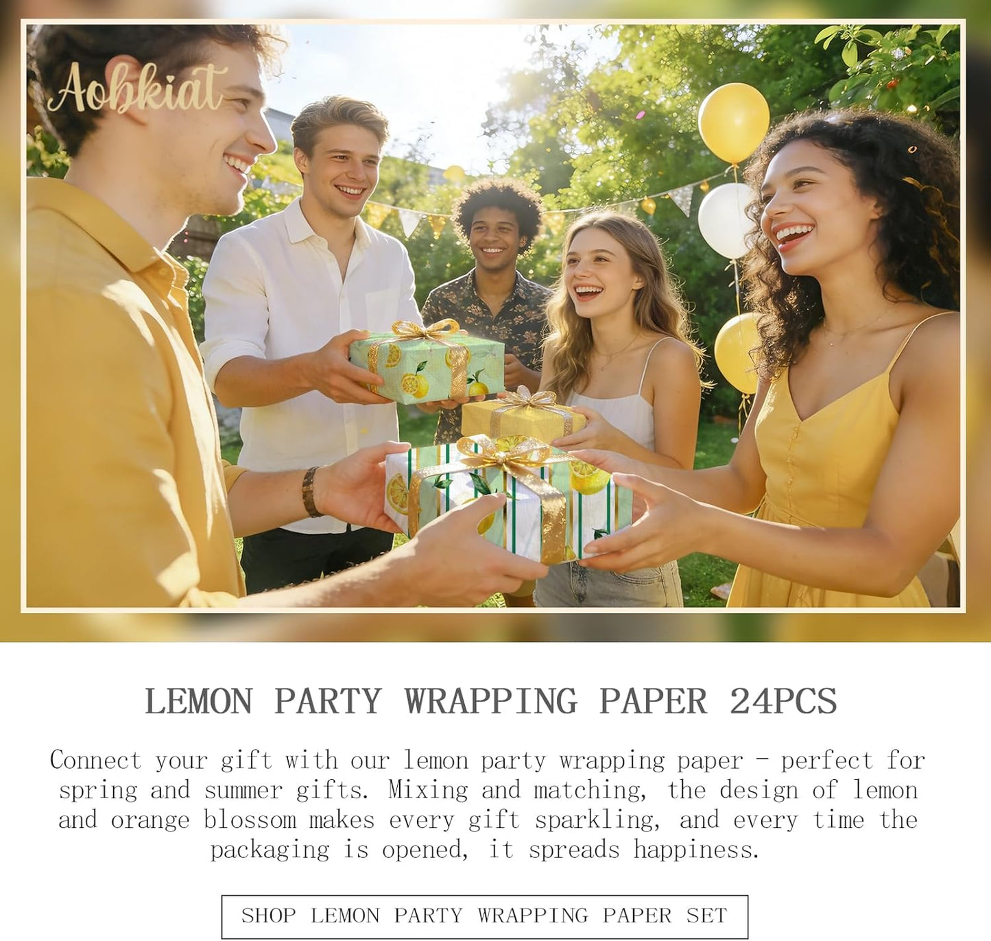 24 Sheet Lemon Tissue Paper for Gift Bag,Yellow Green Lemon Pattern | Wrapping Tissue for Spring Summer Birthday Baby Shower Party Favors,Present Packaging,20 x 15 Inch/Sheet