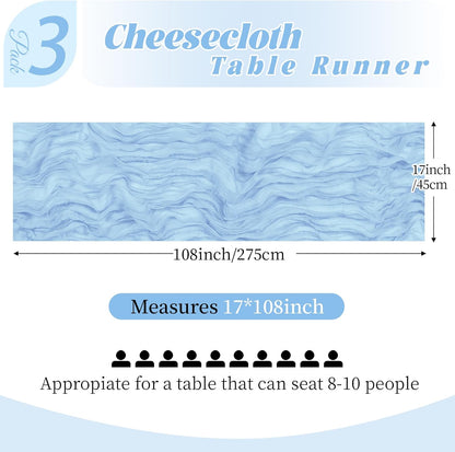 3 Pack Lemon Yellow Cheesecloth Table Runner, 17 x 108 Inch, Gauze Cheese Cloth Table Runner Rustic Sheer Runner for Wedding Birthday Party Baby Shower Table Decor(Lemon Yellow)