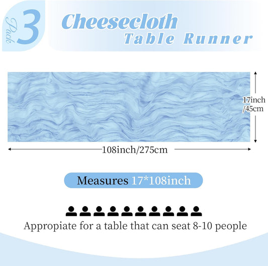 3 Pack Lemon Yellow Cheesecloth Table Runner, 17 x 108 Inch, Gauze Cheese Cloth Table Runner Rustic Sheer Runner for Wedding Birthday Party Baby Shower Table Decor(Lemon Yellow)
