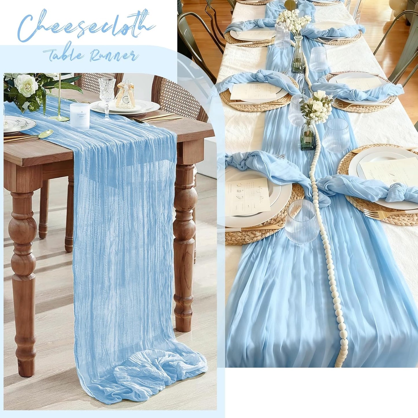 3 Pack Lemon Yellow Cheesecloth Table Runner, 17 x 108 Inch, Gauze Cheese Cloth Table Runner Rustic Sheer Runner for Wedding Birthday Party Baby Shower Table Decor(Lemon Yellow)