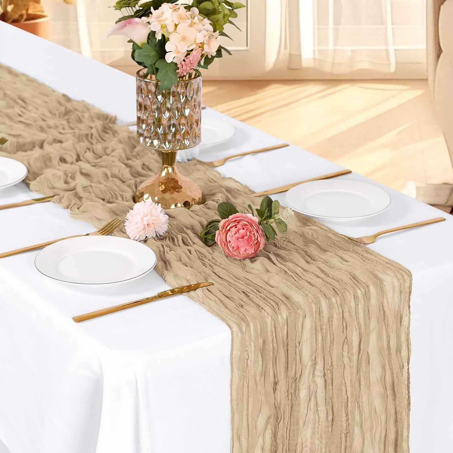 3 Pack Lemon Yellow Cheesecloth Table Runner, 17 x 108 Inch, Gauze Cheese Cloth Table Runner Rustic Sheer Runner for Wedding Birthday Party Baby Shower Table Decor(Lemon Yellow)