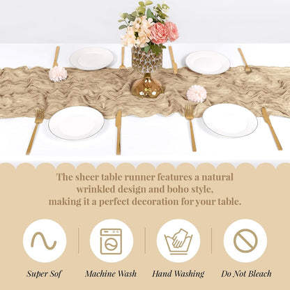 3 Pack Lemon Yellow Cheesecloth Table Runner, 17 x 108 Inch, Gauze Cheese Cloth Table Runner Rustic Sheer Runner for Wedding Birthday Party Baby Shower Table Decor(Lemon Yellow)