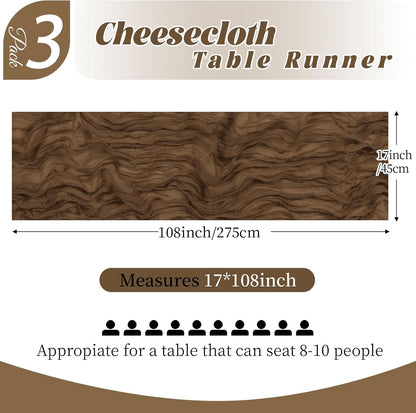 3 Pack Lemon Yellow Cheesecloth Table Runner, 17 x 108 Inch, Gauze Cheese Cloth Table Runner Rustic Sheer Runner for Wedding Birthday Party Baby Shower Table Decor(Lemon Yellow)