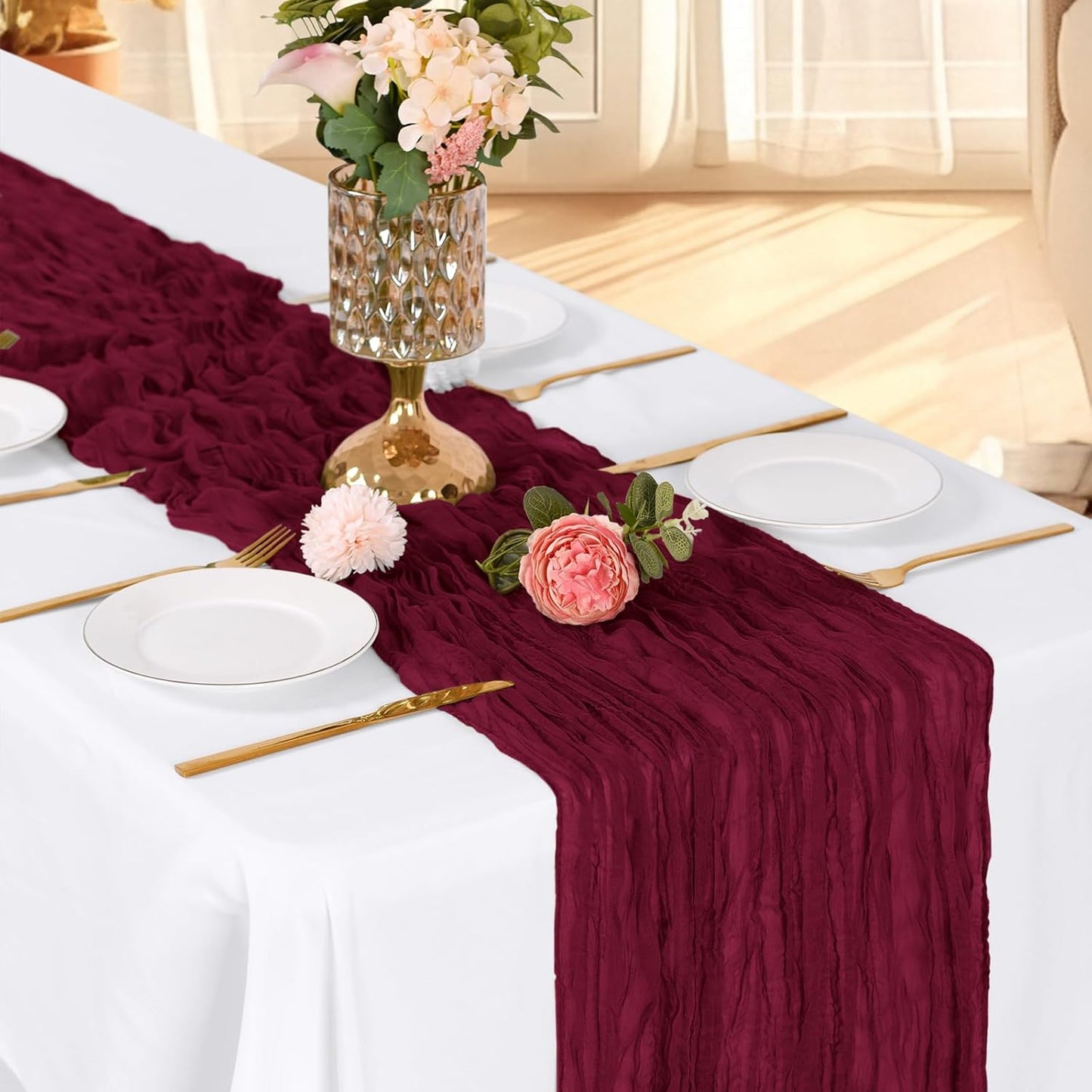 3 Pack Lemon Yellow Cheesecloth Table Runner, 17 x 108 Inch, Gauze Cheese Cloth Table Runner Rustic Sheer Runner for Wedding Birthday Party Baby Shower Table Decor(Lemon Yellow)