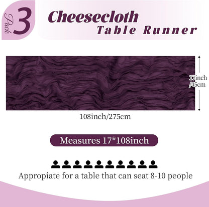 3 Pack Lemon Yellow Cheesecloth Table Runner, 17 x 108 Inch, Gauze Cheese Cloth Table Runner Rustic Sheer Runner for Wedding Birthday Party Baby Shower Table Decor(Lemon Yellow)