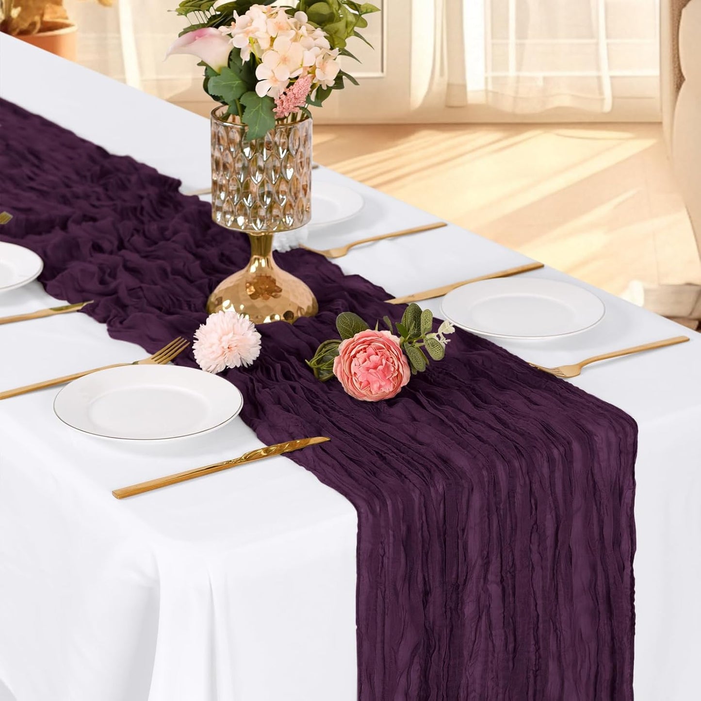 3 Pack Lemon Yellow Cheesecloth Table Runner, 17 x 108 Inch, Gauze Cheese Cloth Table Runner Rustic Sheer Runner for Wedding Birthday Party Baby Shower Table Decor(Lemon Yellow)