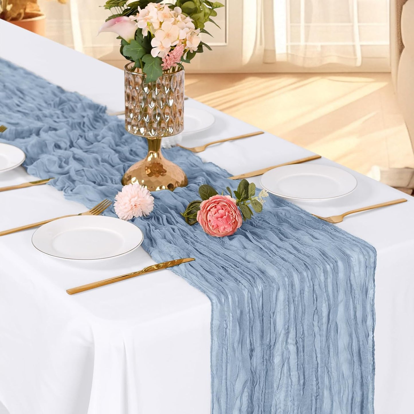 3 Pack Lemon Yellow Cheesecloth Table Runner, 17 x 108 Inch, Gauze Cheese Cloth Table Runner Rustic Sheer Runner for Wedding Birthday Party Baby Shower Table Decor(Lemon Yellow)