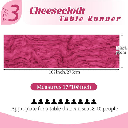 3 Pack Lemon Yellow Cheesecloth Table Runner, 17 x 108 Inch, Gauze Cheese Cloth Table Runner Rustic Sheer Runner for Wedding Birthday Party Baby Shower Table Decor(Lemon Yellow)