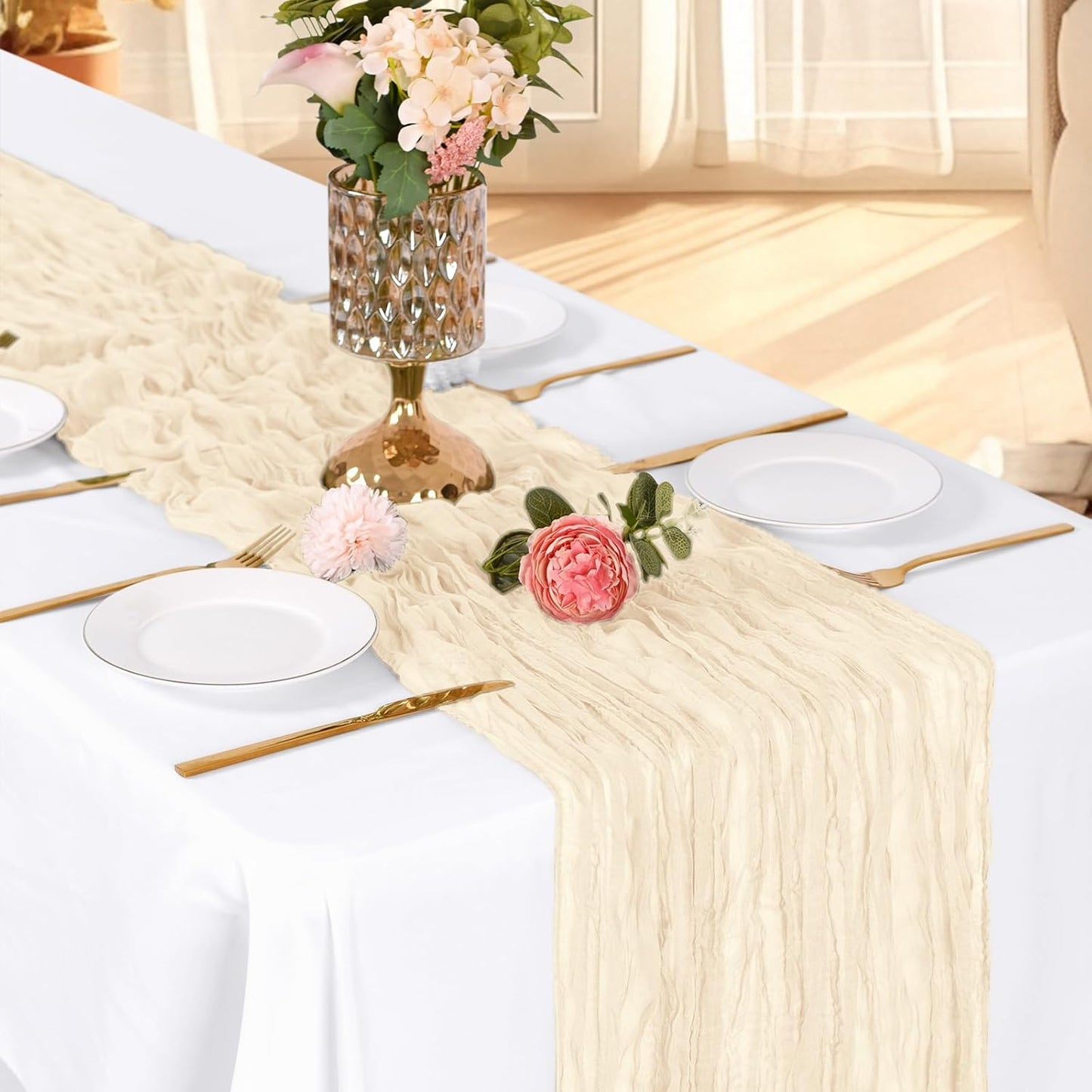 3 Pack Lemon Yellow Cheesecloth Table Runner, 17 x 108 Inch, Gauze Cheese Cloth Table Runner Rustic Sheer Runner for Wedding Birthday Party Baby Shower Table Decor(Lemon Yellow)