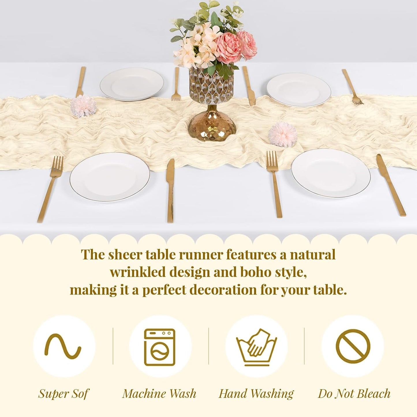 3 Pack Lemon Yellow Cheesecloth Table Runner, 17 x 108 Inch, Gauze Cheese Cloth Table Runner Rustic Sheer Runner for Wedding Birthday Party Baby Shower Table Decor(Lemon Yellow)