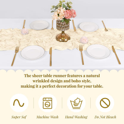 3 Pack Lemon Yellow Cheesecloth Table Runner, 17 x 108 Inch, Gauze Cheese Cloth Table Runner Rustic Sheer Runner for Wedding Birthday Party Baby Shower Table Decor(Lemon Yellow)