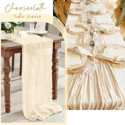 3 Pack Lemon Yellow Cheesecloth Table Runner, 17 x 108 Inch, Gauze Cheese Cloth Table Runner Rustic Sheer Runner for Wedding Birthday Party Baby Shower Table Decor(Lemon Yellow)