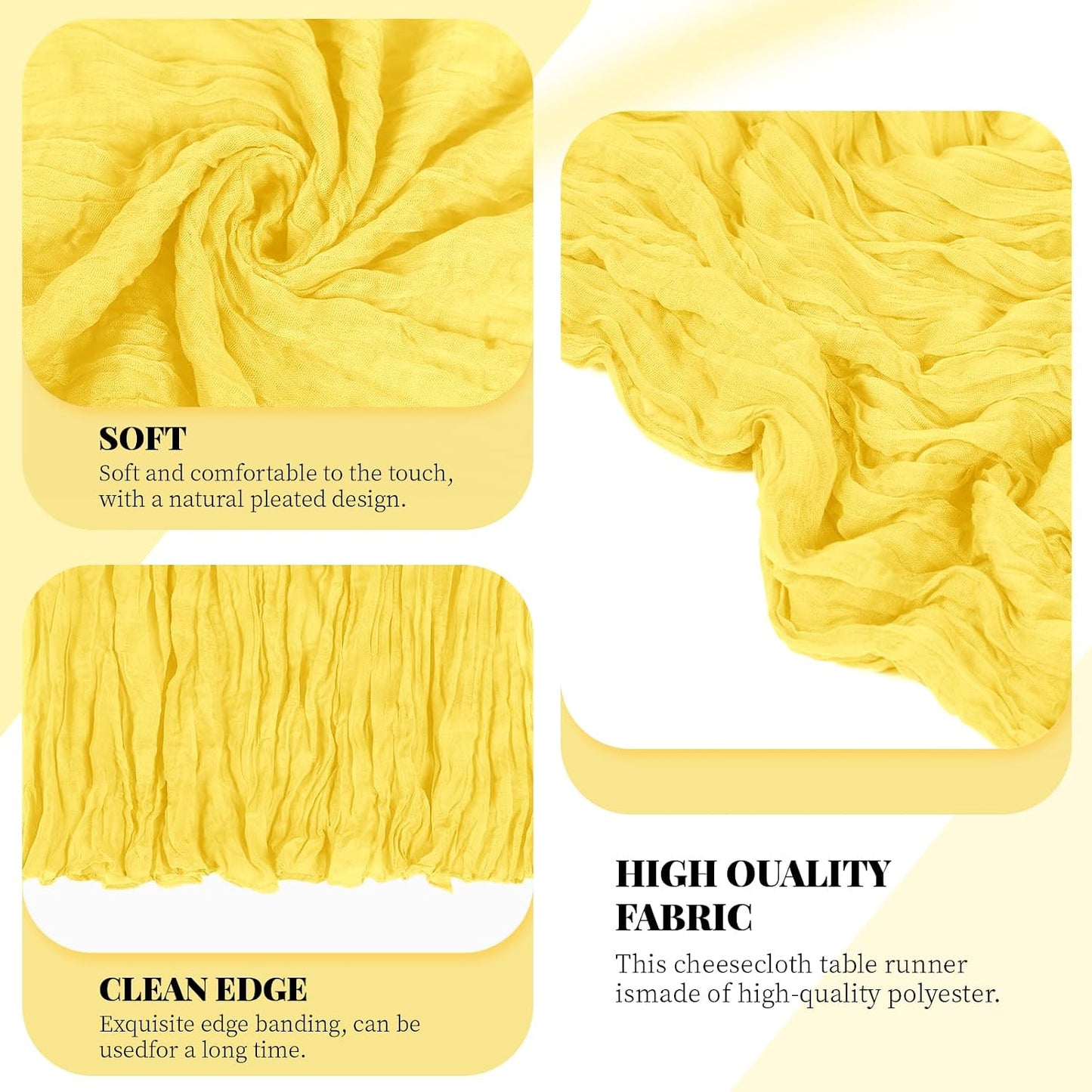 3 Pack Lemon Yellow Cheesecloth Table Runner, 17 x 108 Inch, Gauze Cheese Cloth Table Runner Rustic Sheer Runner for Wedding Birthday Party Baby Shower Table Decor(Lemon Yellow)