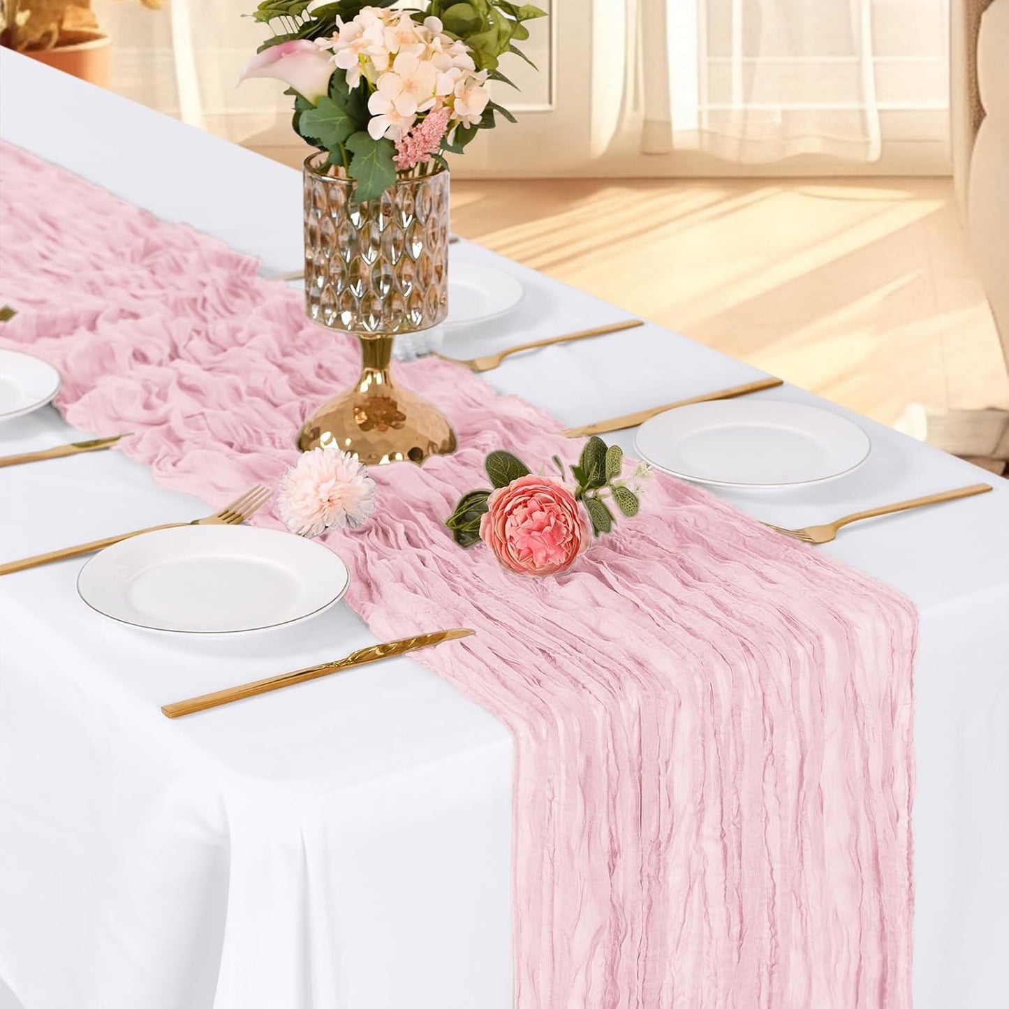 3 Pack Lemon Yellow Cheesecloth Table Runner, 17 x 108 Inch, Gauze Cheese Cloth Table Runner Rustic Sheer Runner for Wedding Birthday Party Baby Shower Table Decor(Lemon Yellow)