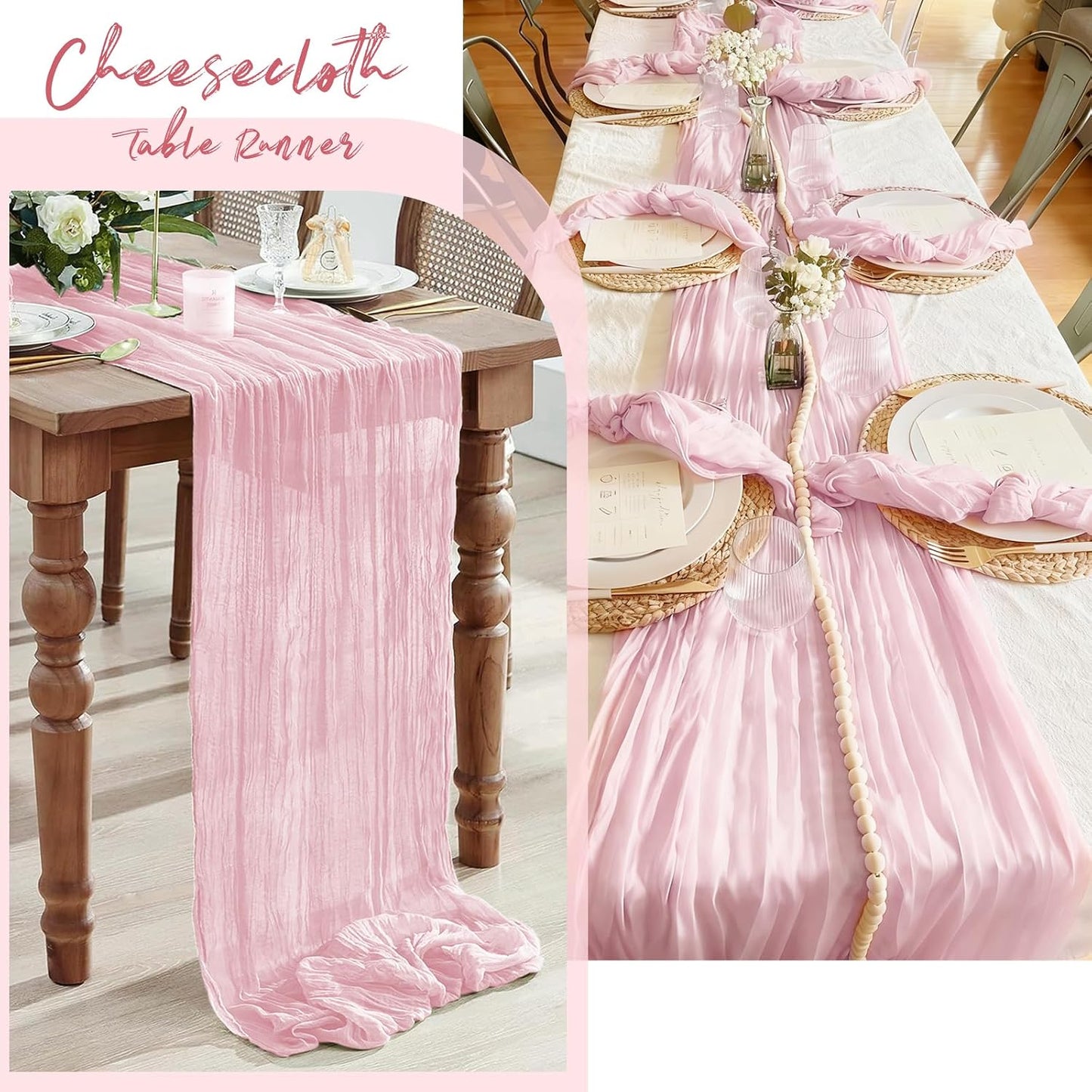3 Pack Lemon Yellow Cheesecloth Table Runner, 17 x 108 Inch, Gauze Cheese Cloth Table Runner Rustic Sheer Runner for Wedding Birthday Party Baby Shower Table Decor(Lemon Yellow)
