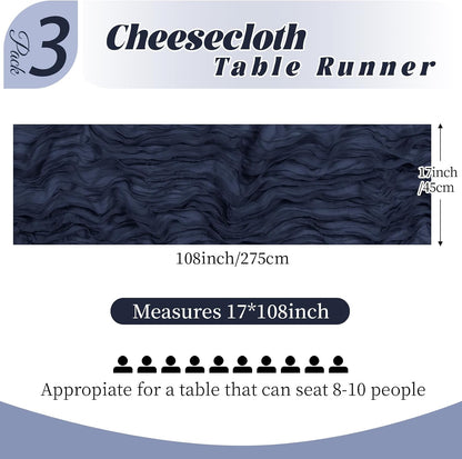 3 Pack Lemon Yellow Cheesecloth Table Runner, 17 x 108 Inch, Gauze Cheese Cloth Table Runner Rustic Sheer Runner for Wedding Birthday Party Baby Shower Table Decor(Lemon Yellow)
